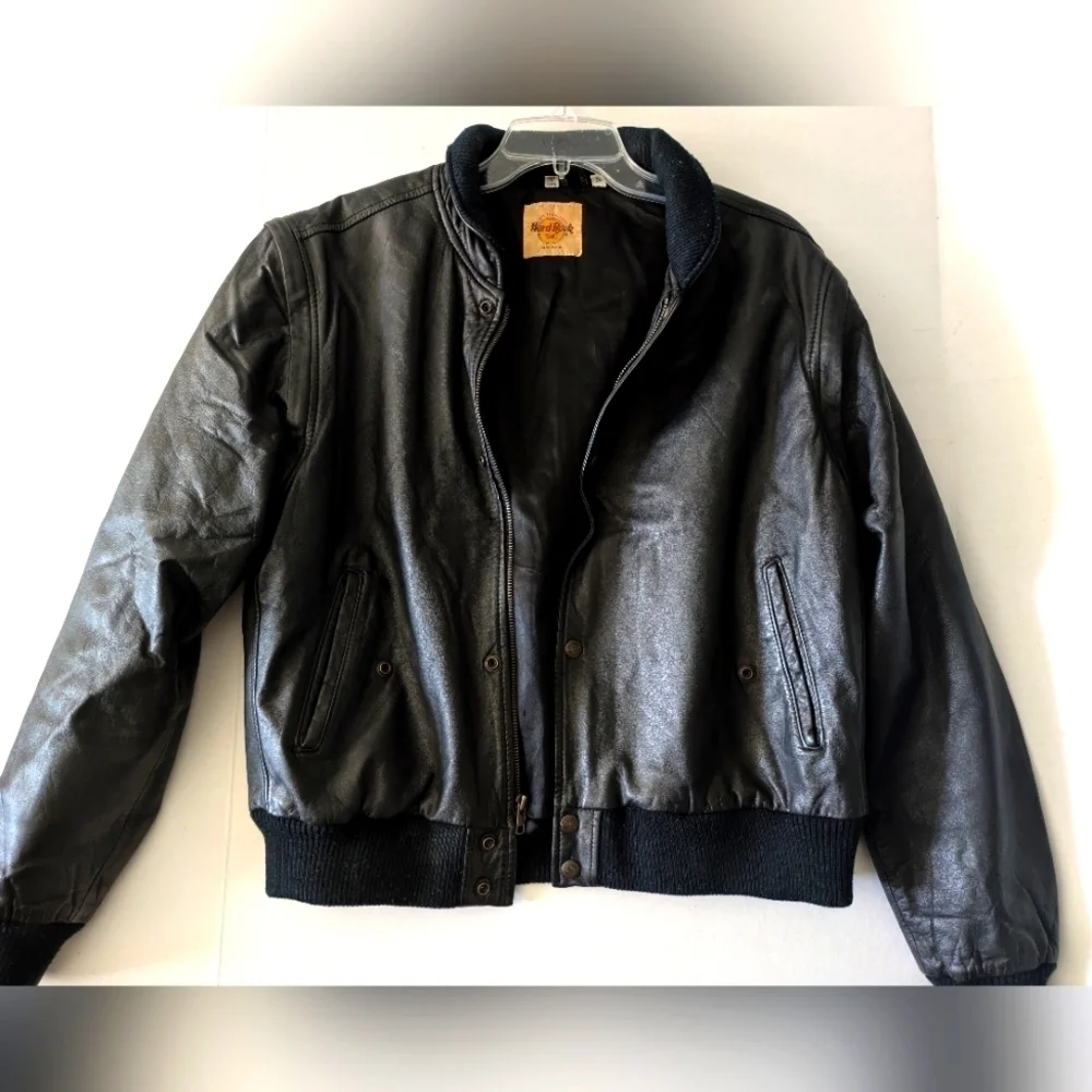 Hard Rock Cafe Leather Bomber Jacket New York. - Picture 2 of 7